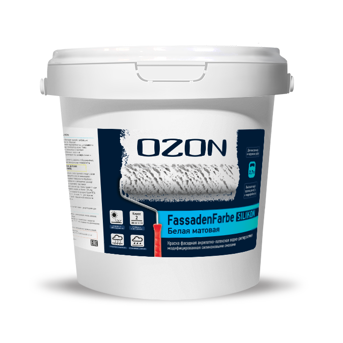 Краска фасадная OZON Fassadenfarbe Silikon ВД-АК-115А(-10)-4,2 А (белая)  для работ при -10°С